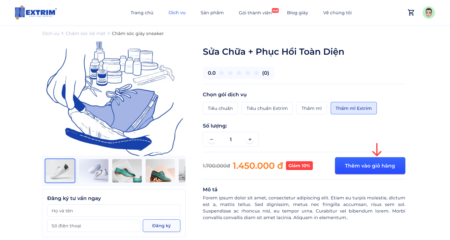 Chọn Dịch vụ, sản phẩm