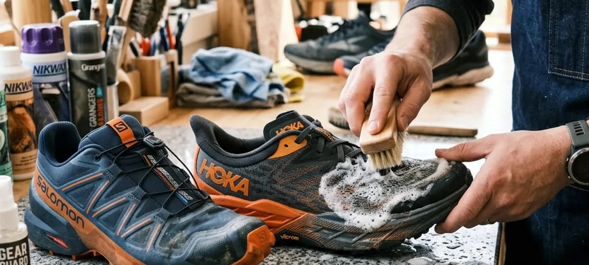 Vệ Sinh ASICS, New Balance, HOKA, Salomon: Xử Lý Mesh, Foam & Gore-Tex Không Hỏng Cấu Trúc