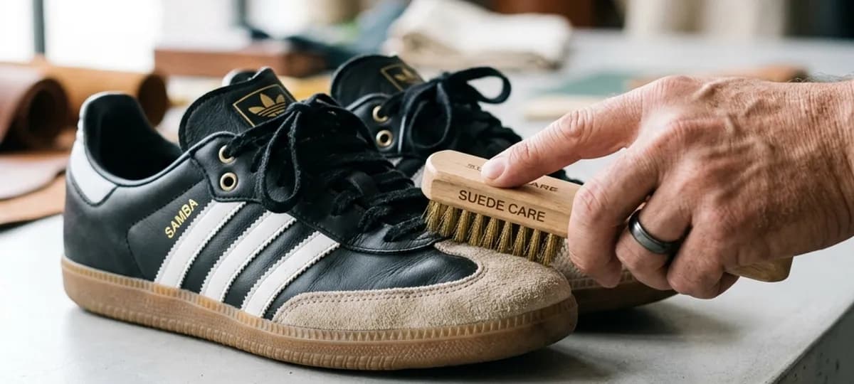 Adidas Samba/Gazelle Da Lộn Bị Sậm Viền, Bết Lông: Cách Chăm Đúng Ở Khí Hậu Ẩm