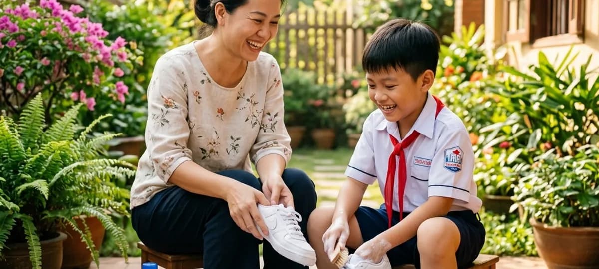 Giày Trắng Đi Học Bị Ố Bẩn: Cách Xử Lý Vết Mực, Bùn, Mùi Hôi Cho Phụ Huynh